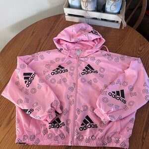 Adidas Pink Logo Windbreaker Jacket